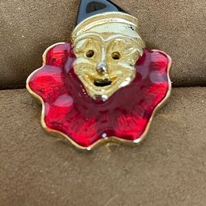 Elegant Gold and Red Clown Brooch